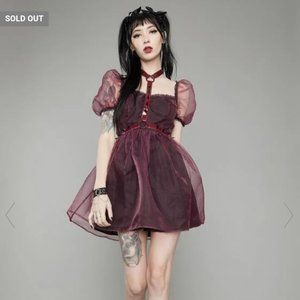NWOT - Widow - Wine Hell on Earth Spiked Harness Dress.
